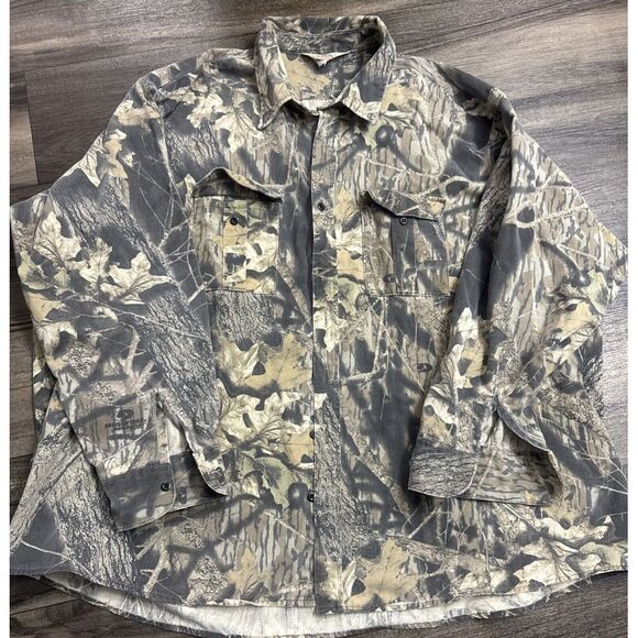 Mossy Oak Camouflage Shirt Men's Size (2X/3X?) Button Up Made in USA**READ‎ - Picture 1 of 9